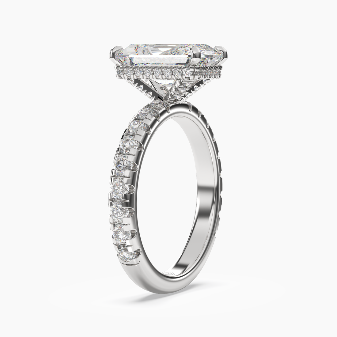 Oasis Radiant Hidden Halo 2 Carat Lab Grown Diamond Engagement Ring in 14K Rose Gold