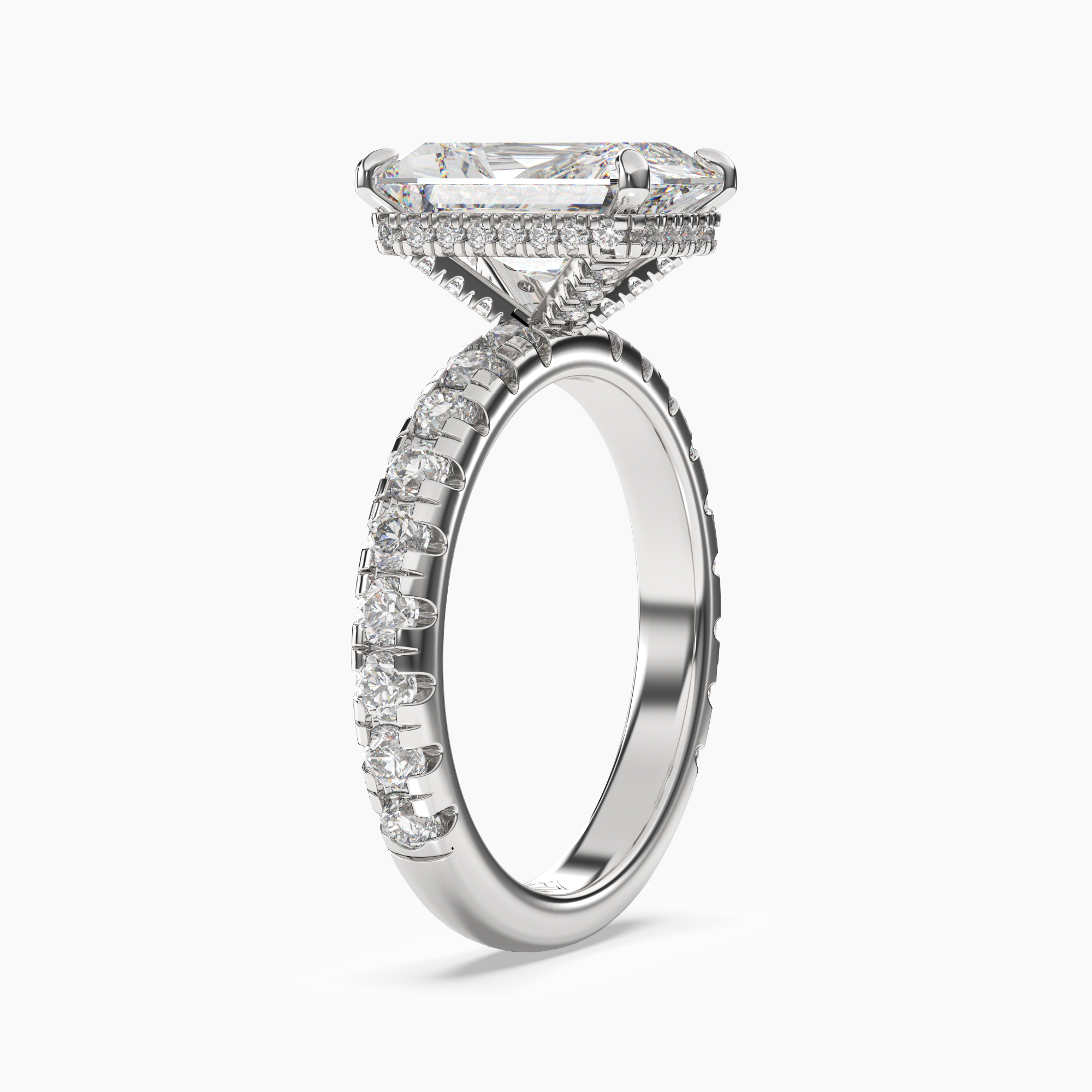 Oasis Radiant Hidden Halo 2.5 Carat Lab Grown Diamond Engagement Ring in 14K Rose Gold