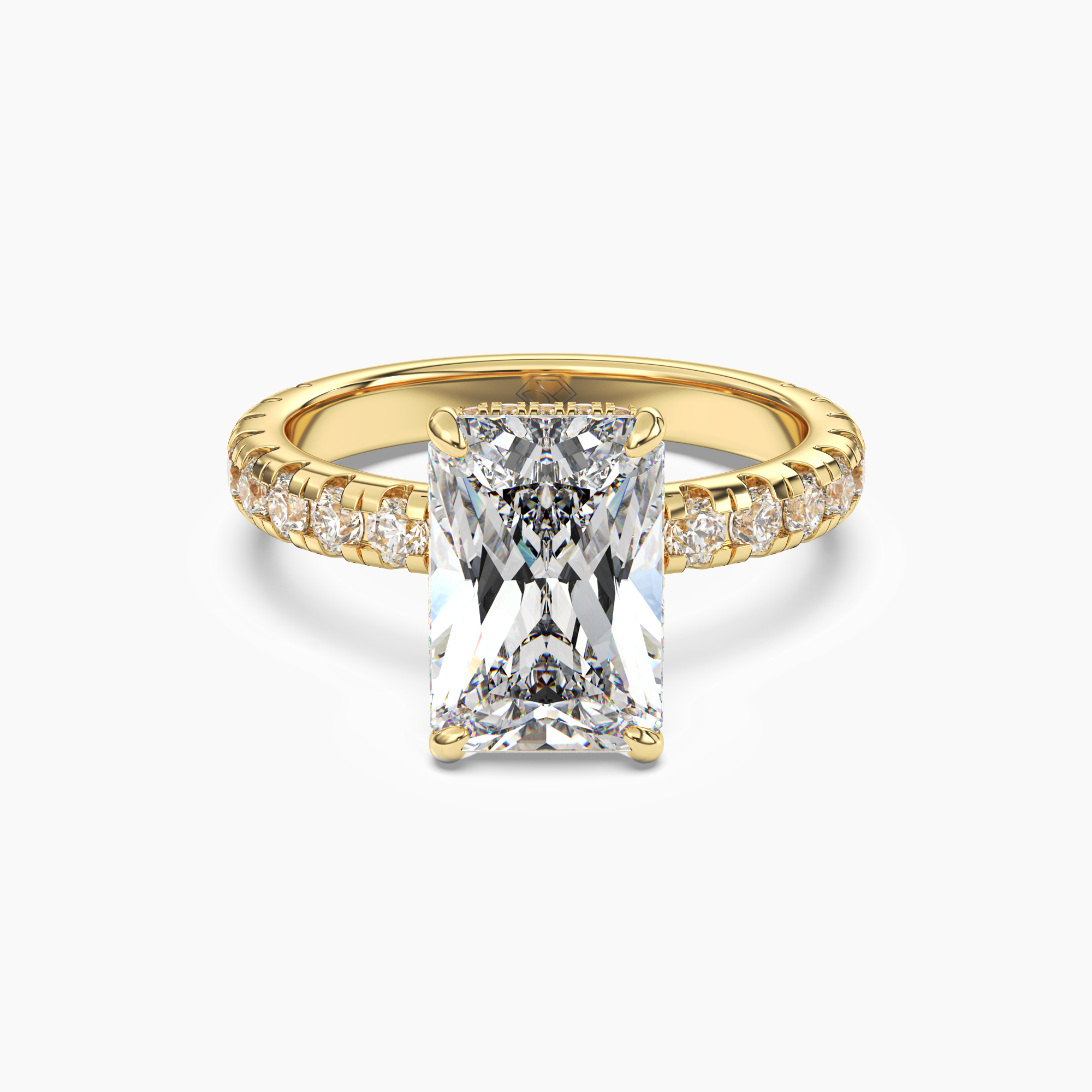 Oasis Radiant Hidden Halo Diamond Ring Setting in 18K Rose Gold