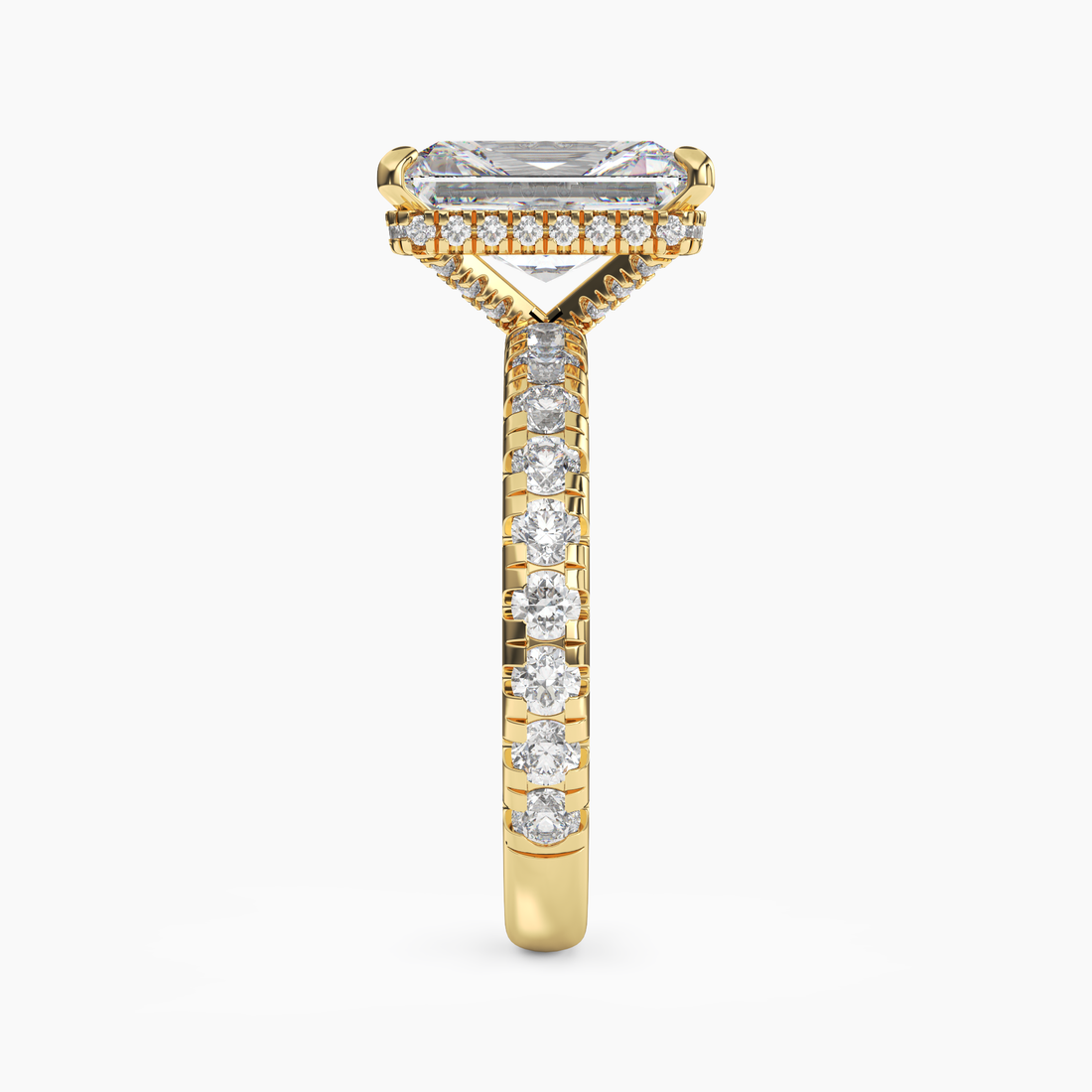 Oasis Radiant Hidden Halo 2.5 Carat Lab Grown Diamond Engagement Ring in 18K Rose Gold