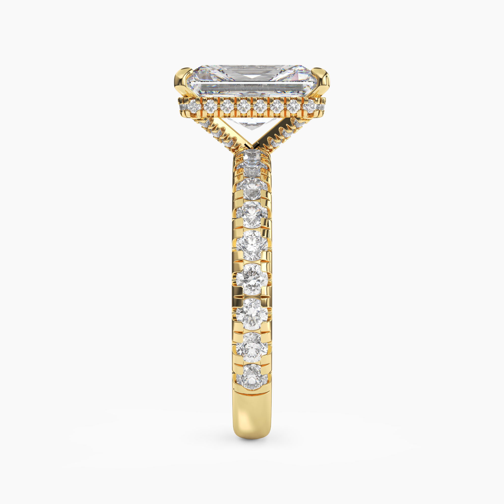 Oasis Radiant Hidden Halo 2 Carat Lab Grown Diamond Engagement Ring in 18K Rose Gold
