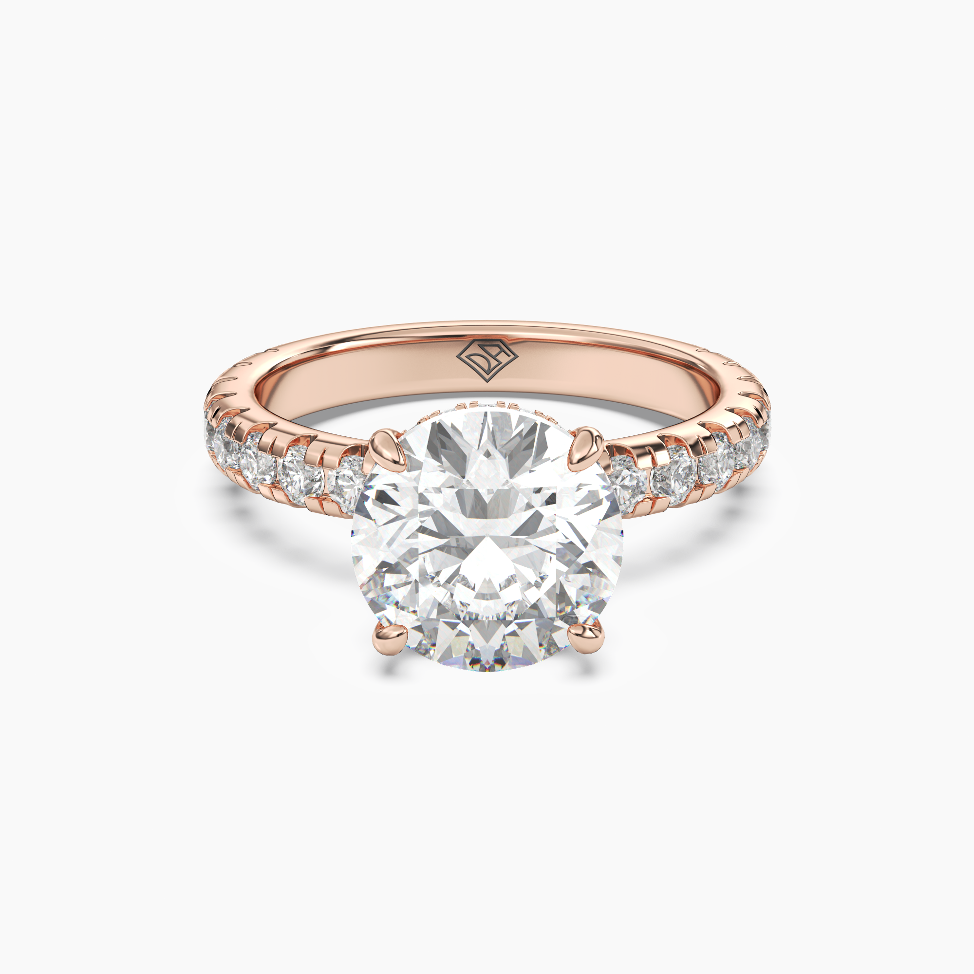 Oasis Round Hidden Halo 2.5 Carat Lab Grown Diamond Engagement Ring in 14K Rose Gold