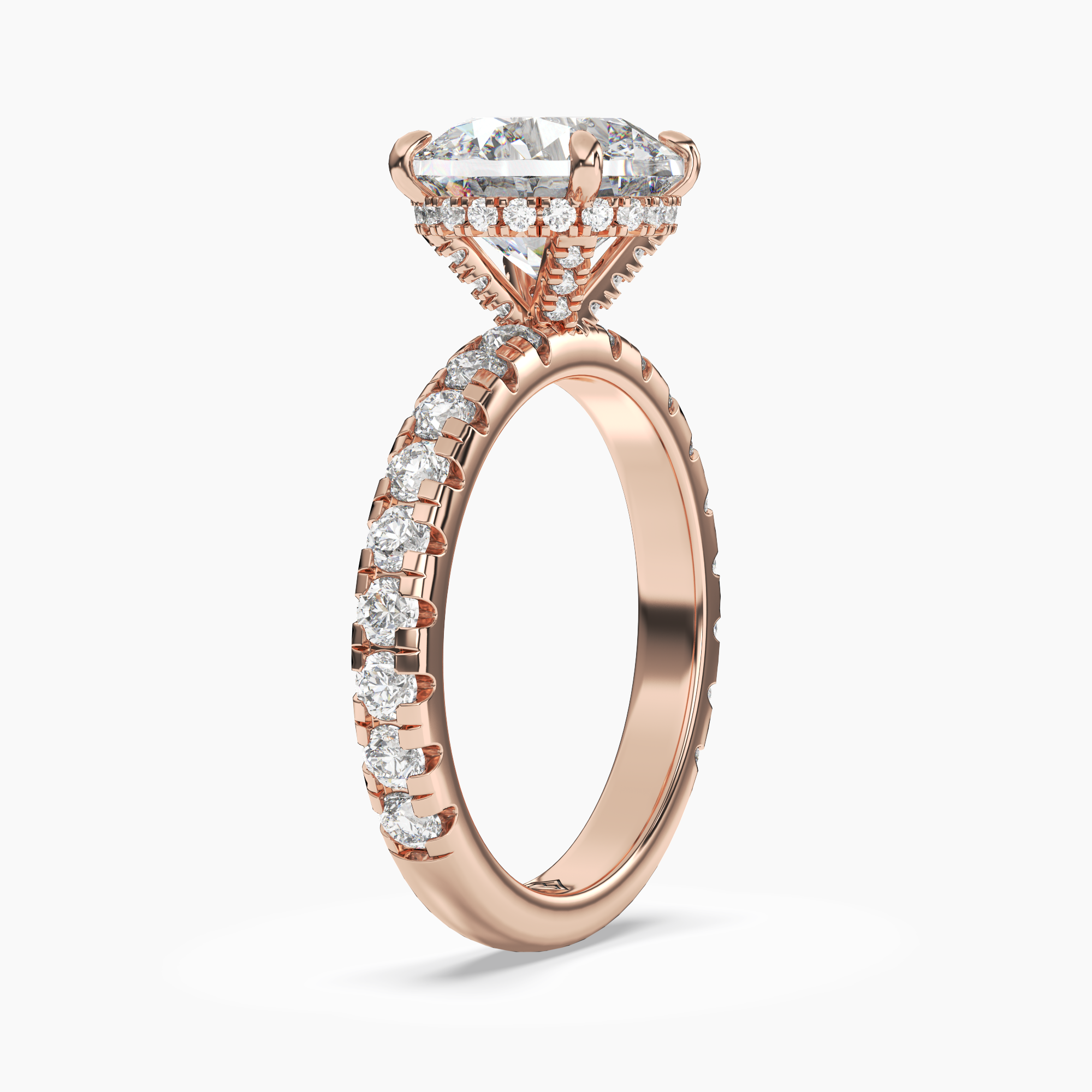 Oasis Round Hidden Halo 3 Carat Lab Grown Diamond Engagement Ring in 18K White Gold