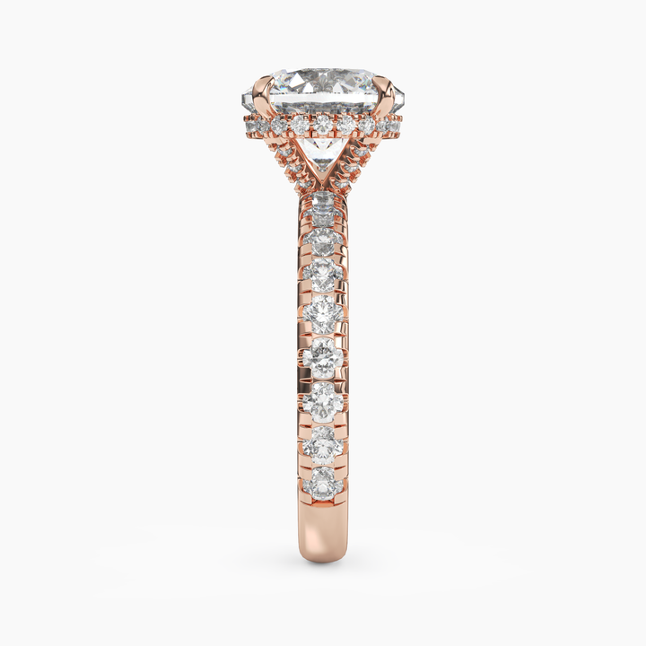 Oasis Round Hidden Halo 3 Carat Lab Grown Diamond Engagement Ring in 14K White Gold