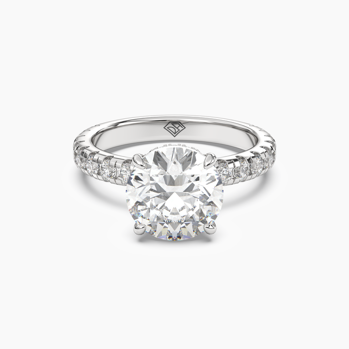 Oasis Round Hidden Halo 1.5 Carat Lab Grown Diamond Engagement Ring in 18K White Gold