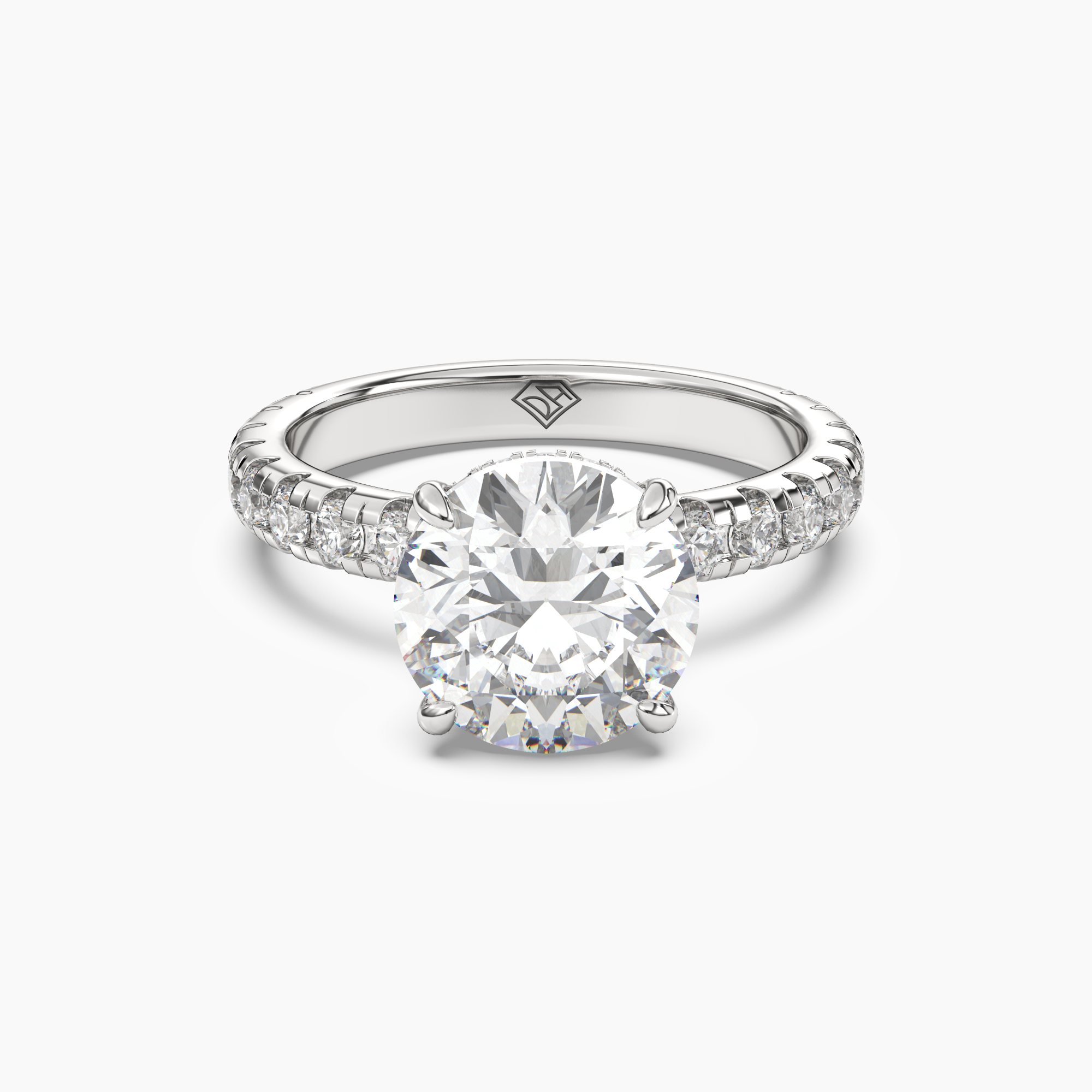 Oasis Round Hidden Halo 2 Carat Lab Grown Diamond Engagement Ring in 14K White Gold