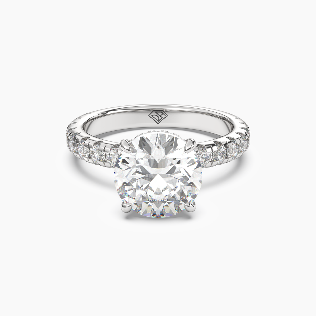 Oasis Round Hidden Halo 2 Carat Lab Grown Diamond Engagement Ring in 14K White Gold