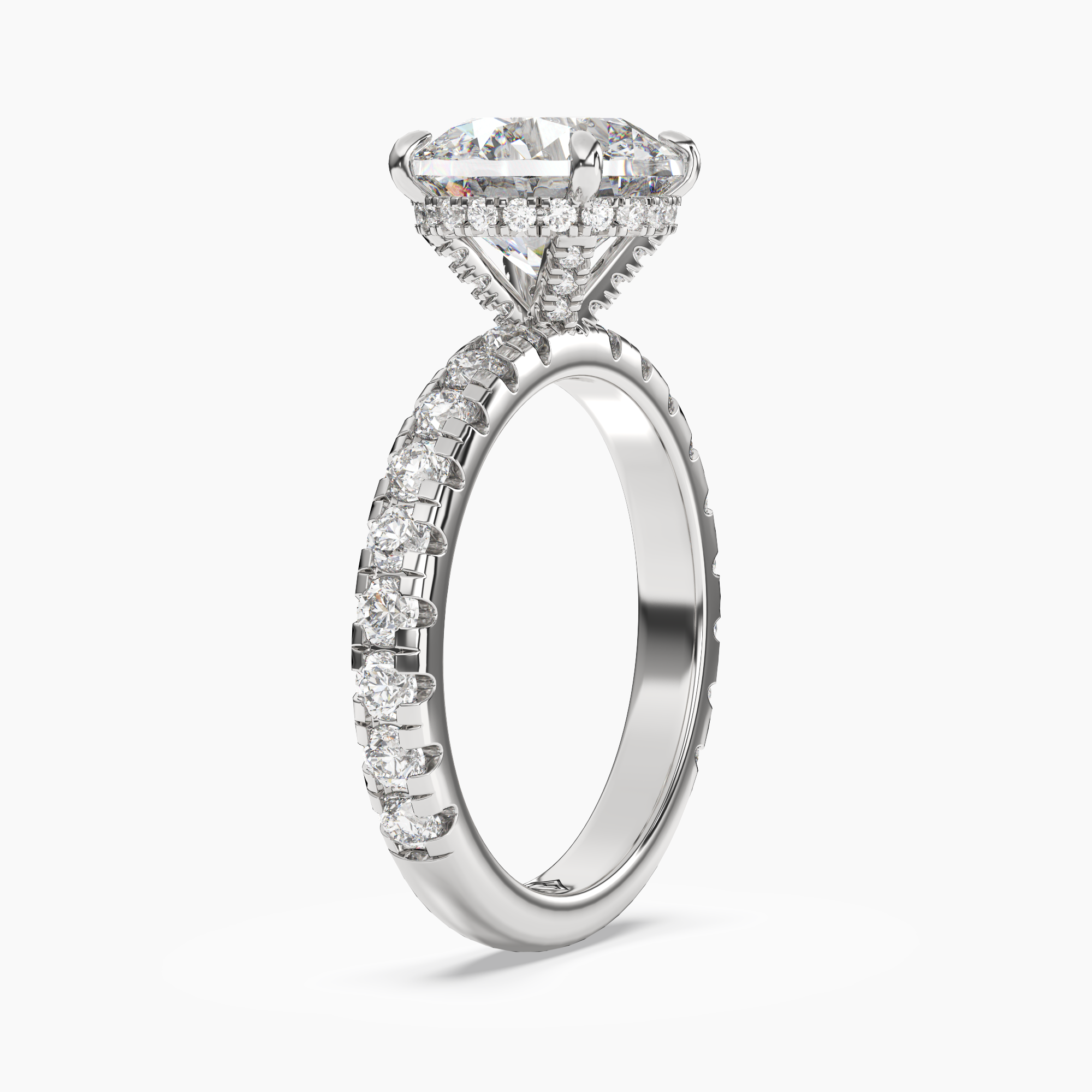Oasis Round Hidden Halo 1.5 Carat Lab Grown Diamond Engagement Ring in 18K White Gold