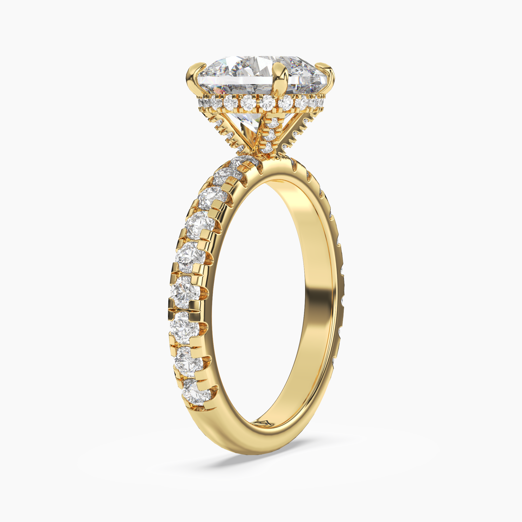 Oasis Round Hidden Halo 2 Carat Lab Grown Diamond Engagement Ring in 18K White Gold