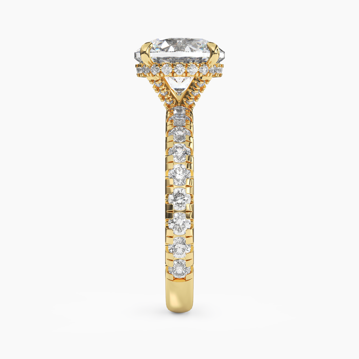 Oasis Round Hidden Halo 1 Carat Lab Grown Diamond Engagement Ring in 14K Rose Gold
