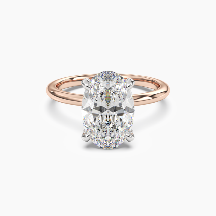 Silk Oval Hidden Halo 1 Carat Lab Grown Diamond Engagement Ring in 18K Rose Gold