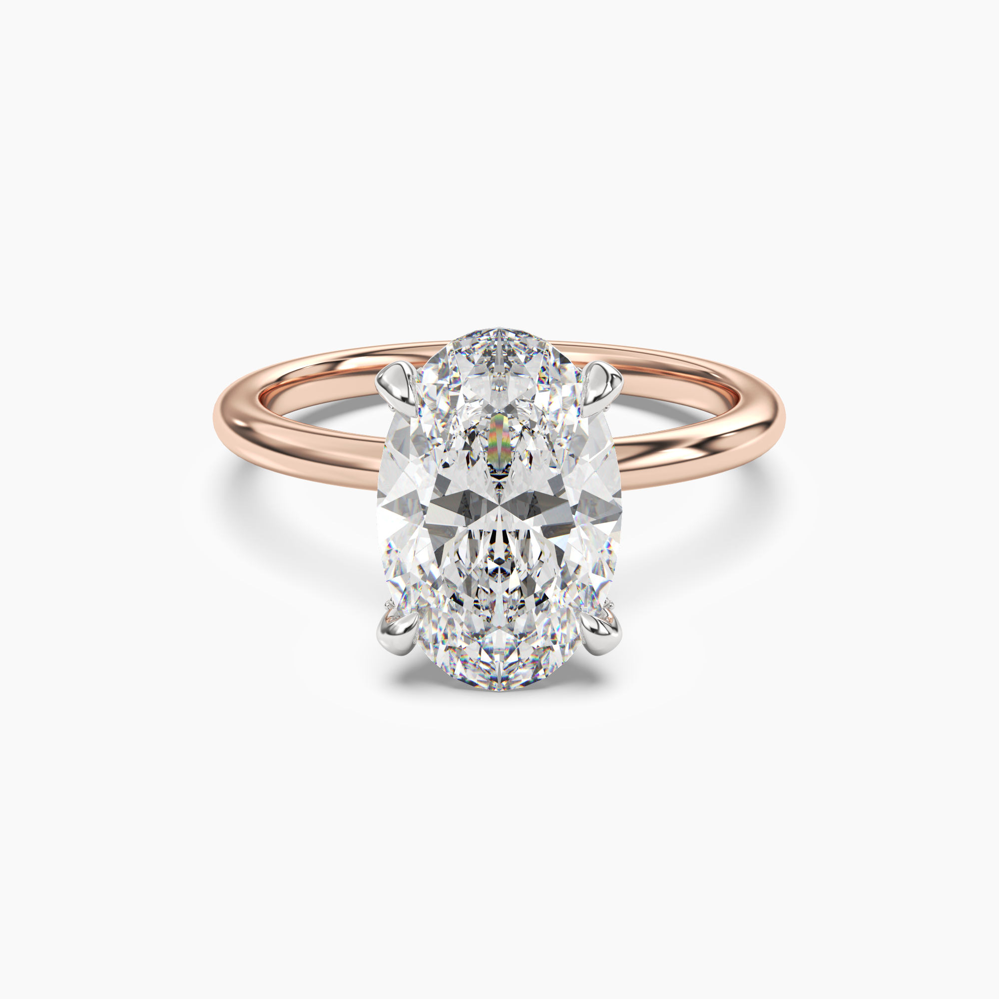 Silk Oval Hidden Halo 2 Carat Lab Grown Diamond Engagement Ring in 18K Rose Gold