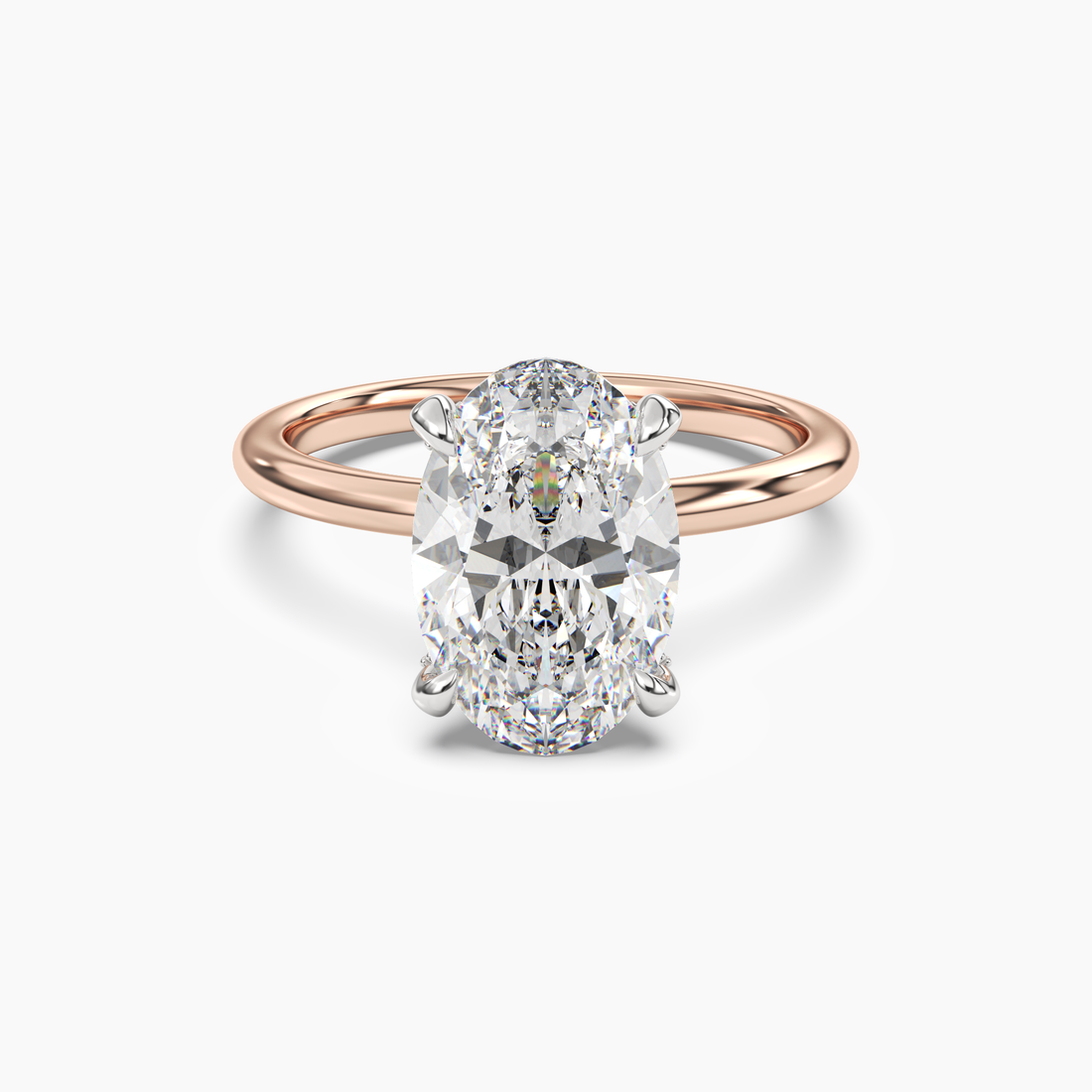 Silk Oval Hidden Halo Diamond Ring Setting in 18K Yellow Gold