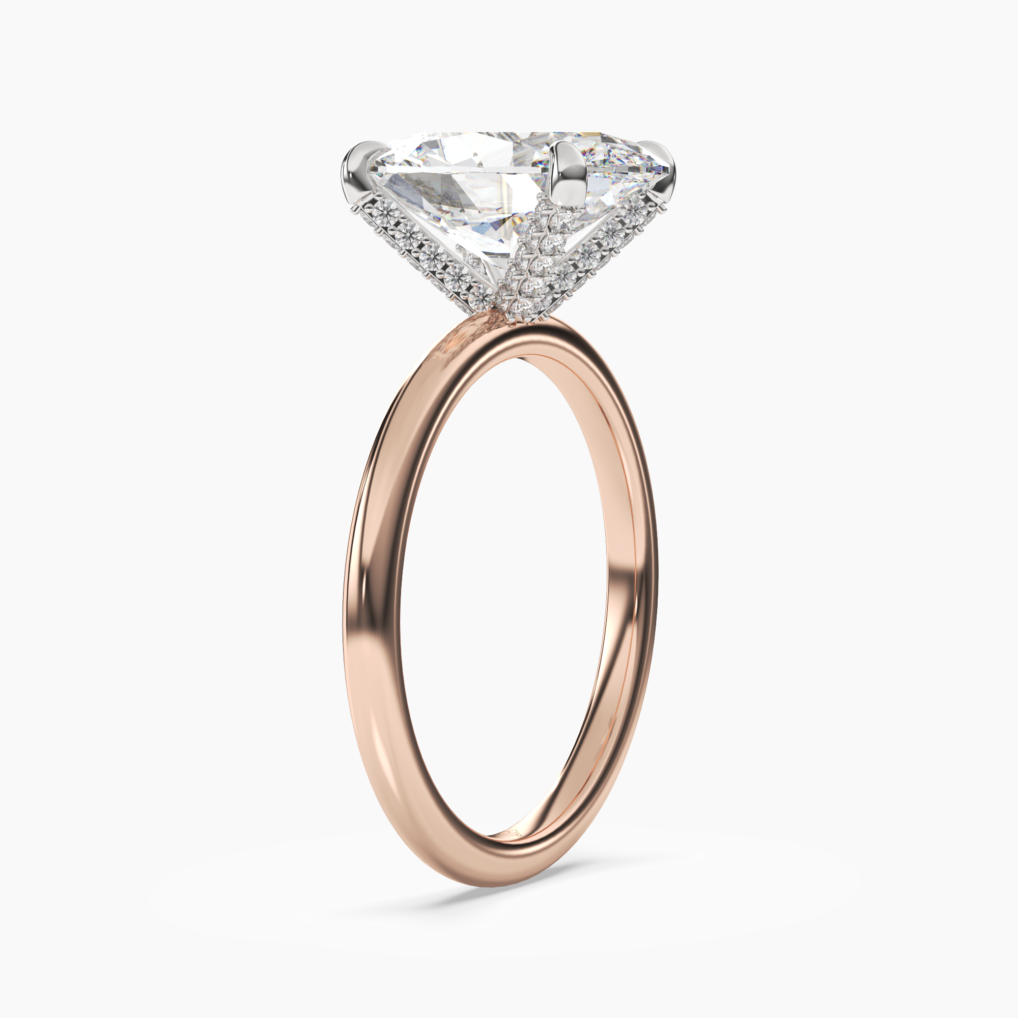 Silk Oval Hidden Halo 1.5 Carat Lab Grown Diamond Engagement Ring in 14K Rose Gold