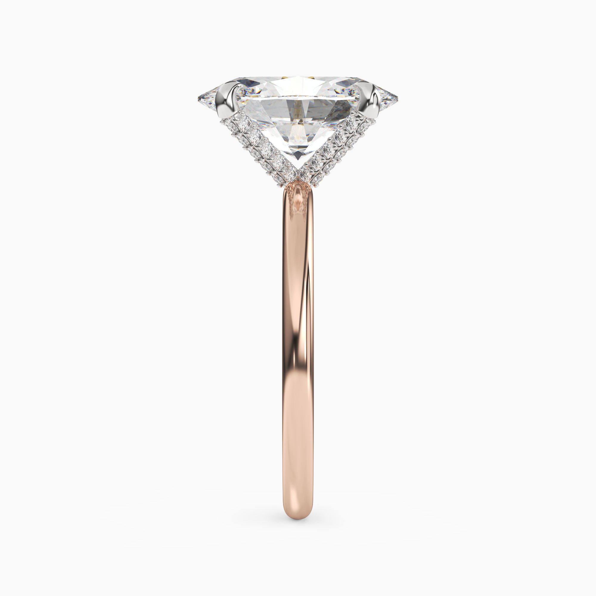 Silk Oval Hidden Halo 1.5 Carat Lab Grown Diamond Engagement Ring in 14K Rose Gold