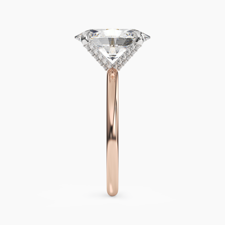 Silk Oval Hidden Halo 3 Carat Lab Grown Diamond Engagement Ring in 18K Yellow Gold
