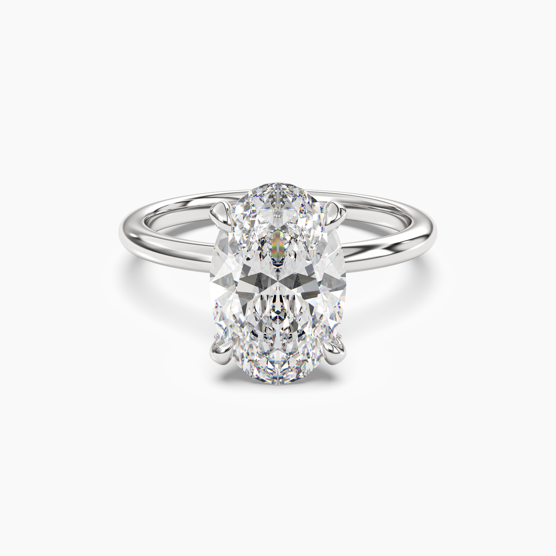Silk Oval Hidden Halo 2 Carat Lab Grown Diamond Engagement Ring in 18K Rose Gold