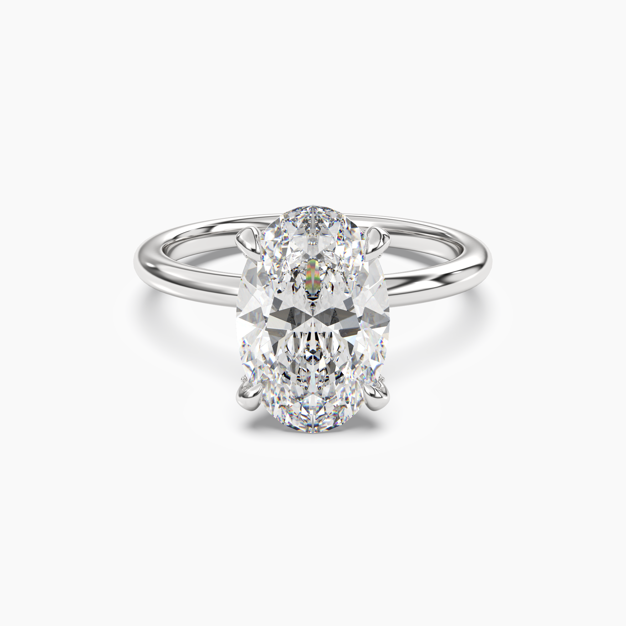 Silk Oval Hidden Halo 1 Carat Lab Grown Diamond Engagement Ring in 14K Yellow Gold