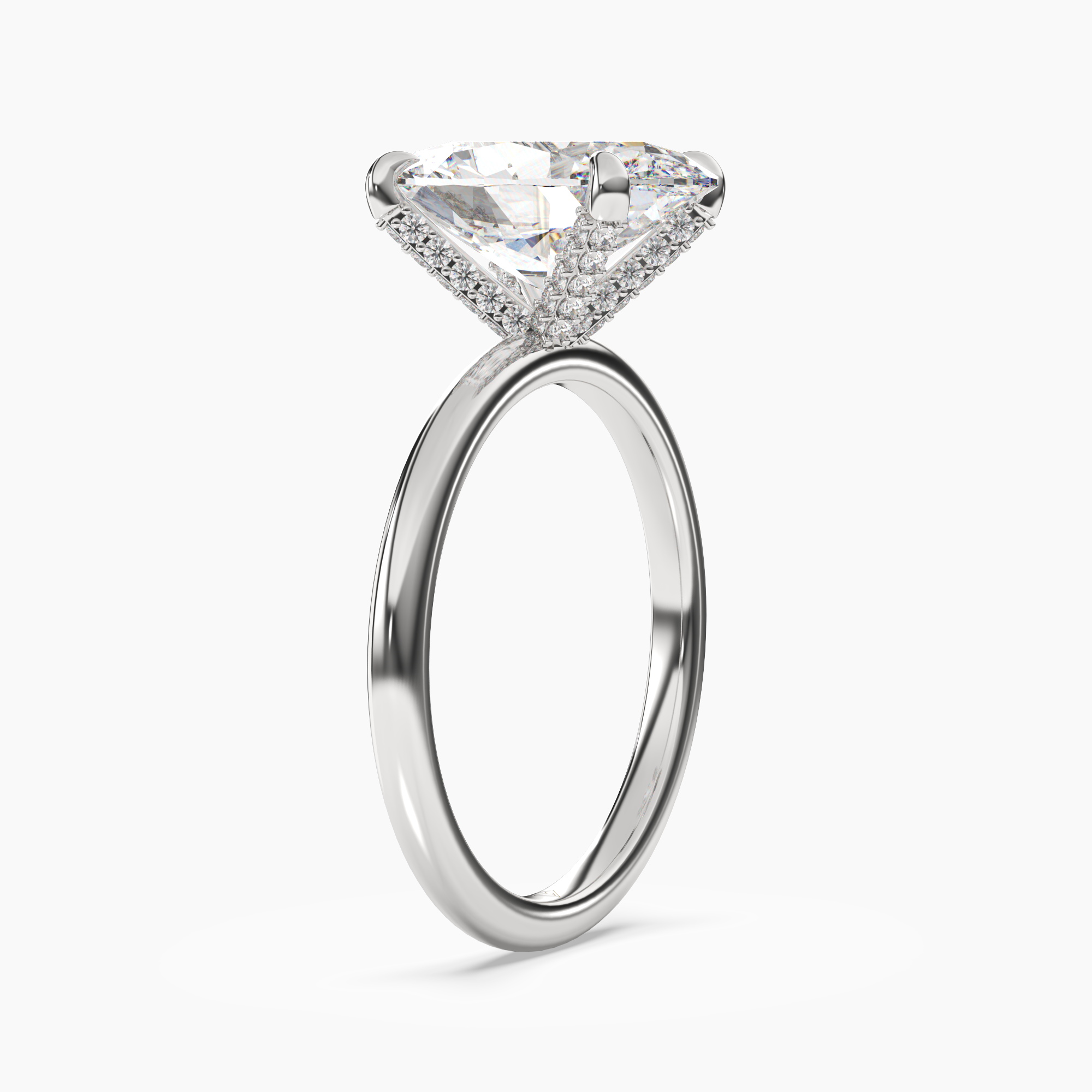Silk Oval Hidden Halo 3 Carat Lab Grown Diamond Engagement Ring in 14K Rose Gold