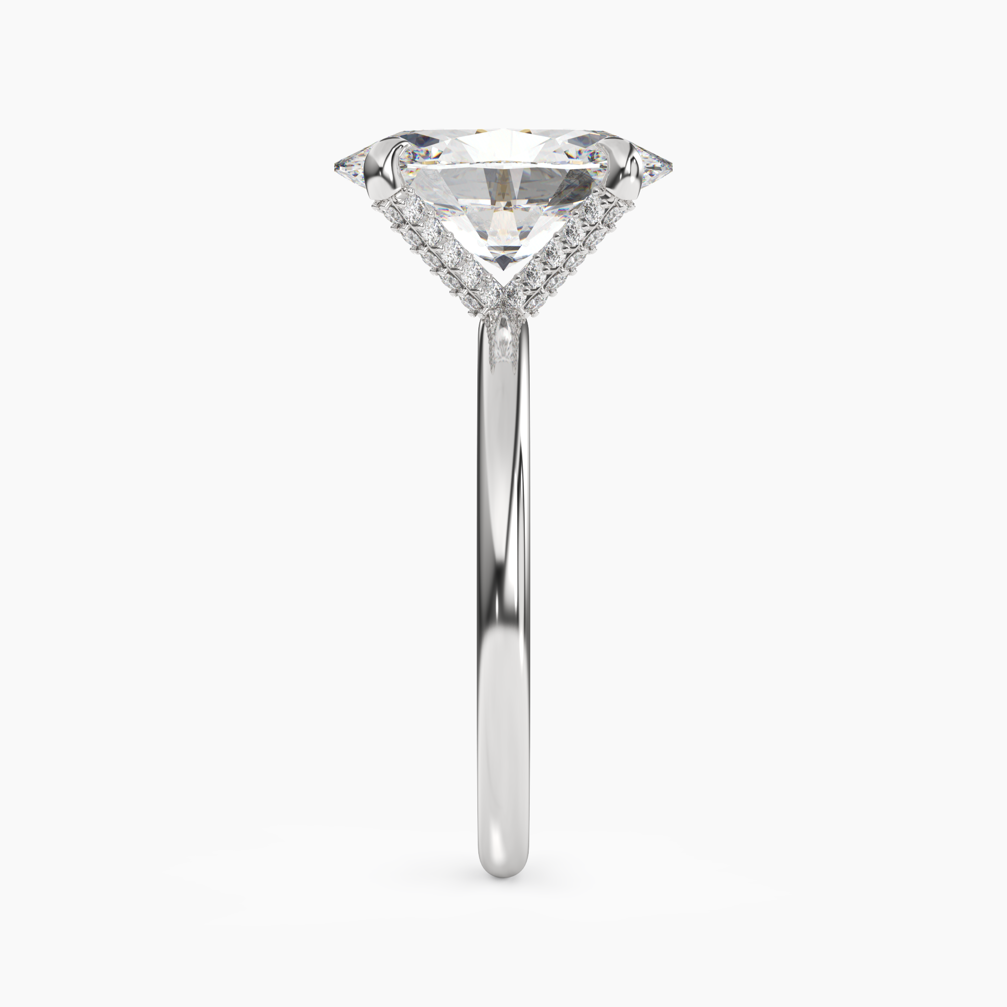 Silk Oval Hidden Halo 1 Carat Lab Grown Diamond Engagement Ring in 14K Yellow Gold