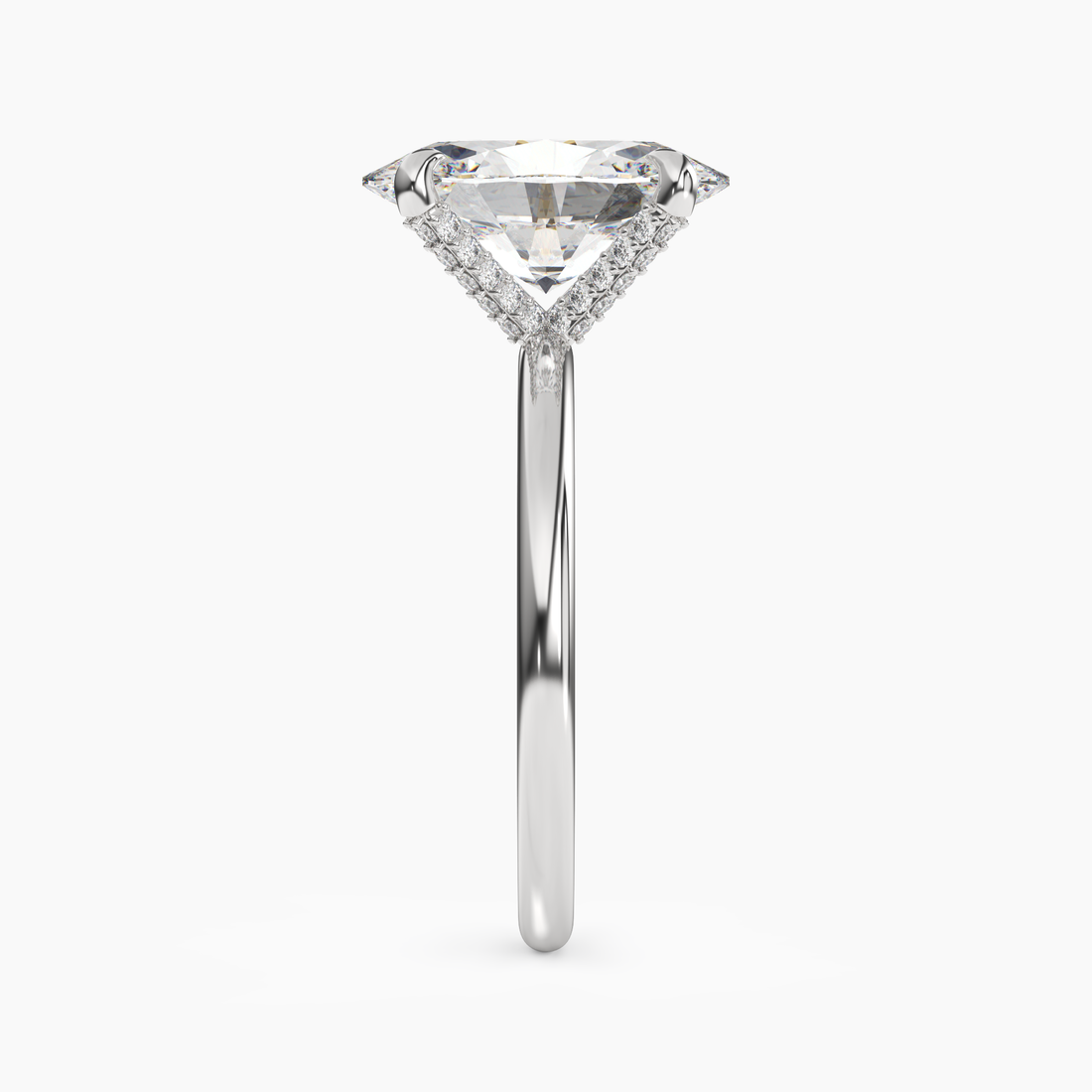 Silk Oval Hidden Halo 2 Carat Lab Grown Diamond Engagement Ring in 14K Rose Gold
