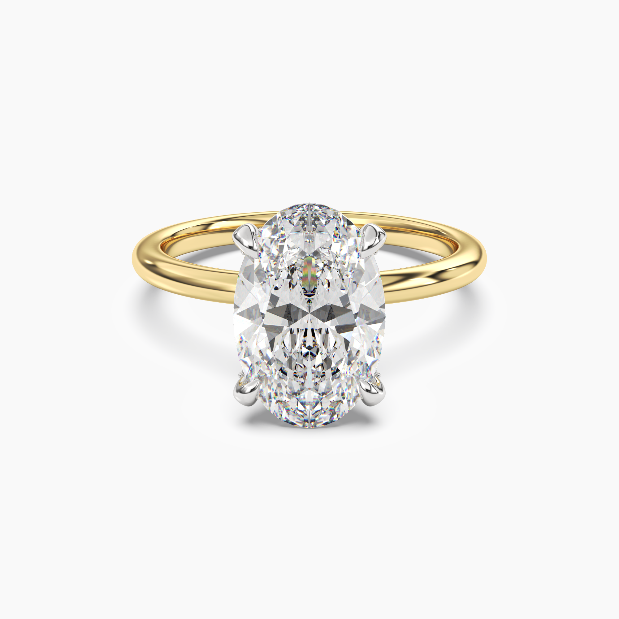 Silk Oval Hidden Halo 1.5 Carat Lab Grown Diamond Engagement Ring in 18K Yellow Gold