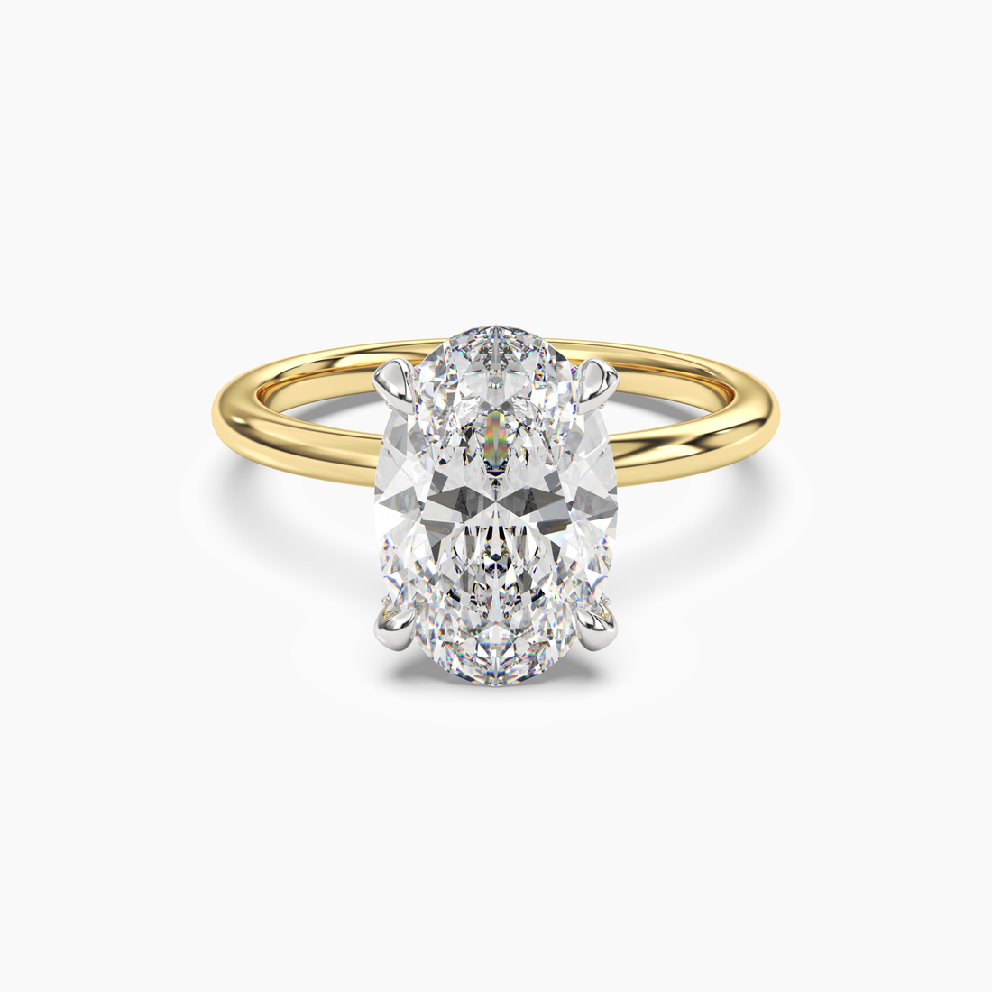 Silk Oval Hidden Halo 3 Carat Lab Grown Diamond Engagement Ring in 18K White Gold