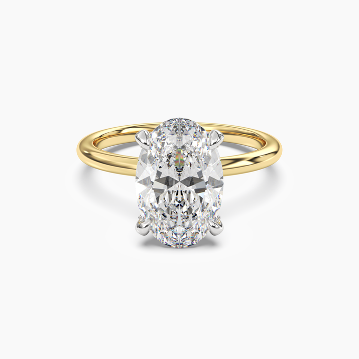 Silk Oval Hidden Halo 1 Carat Lab Grown Diamond Engagement Ring in 18K Yellow Gold