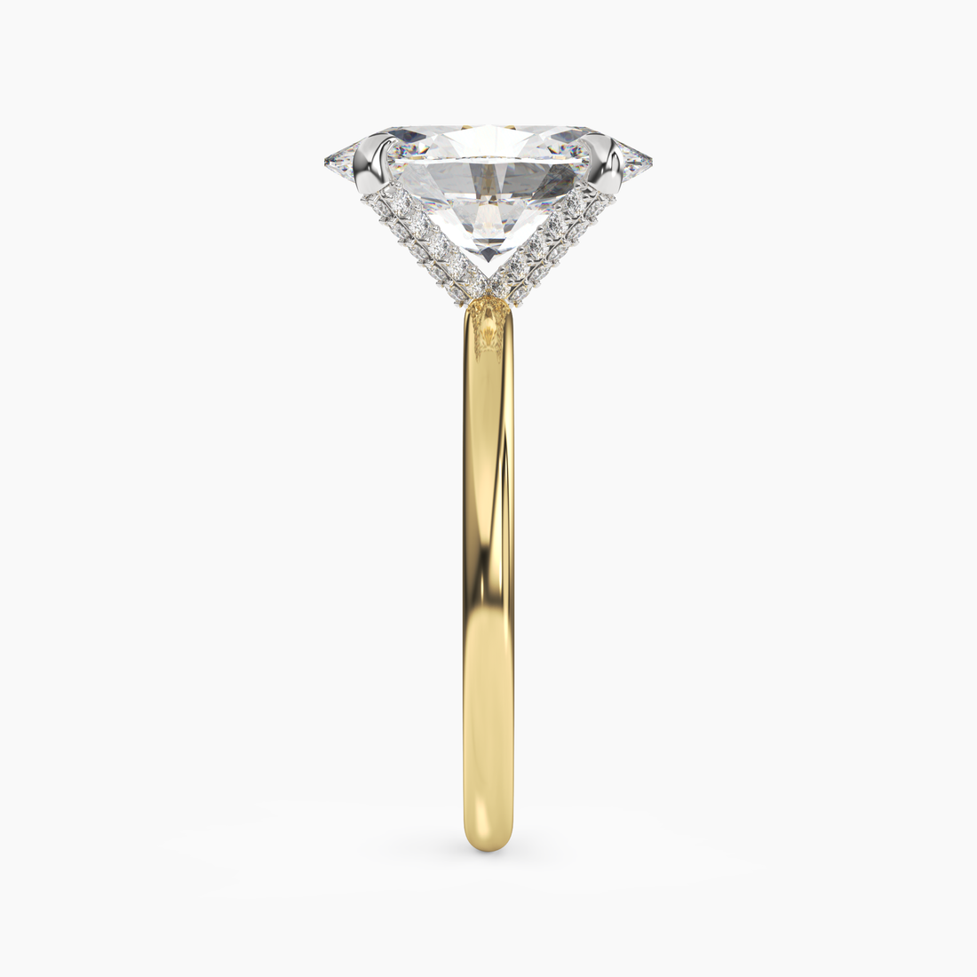 Silk Oval Hidden Halo 2.5 Carat Lab Grown Diamond Engagement Ring in 18K White Gold