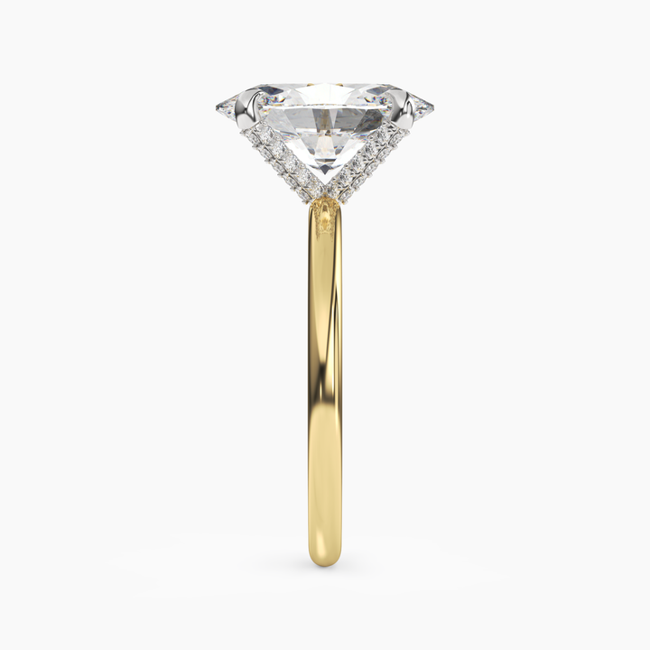 Silk Oval Hidden Halo 3 Carat Lab Grown Diamond Engagement Ring in 18K Rose Gold