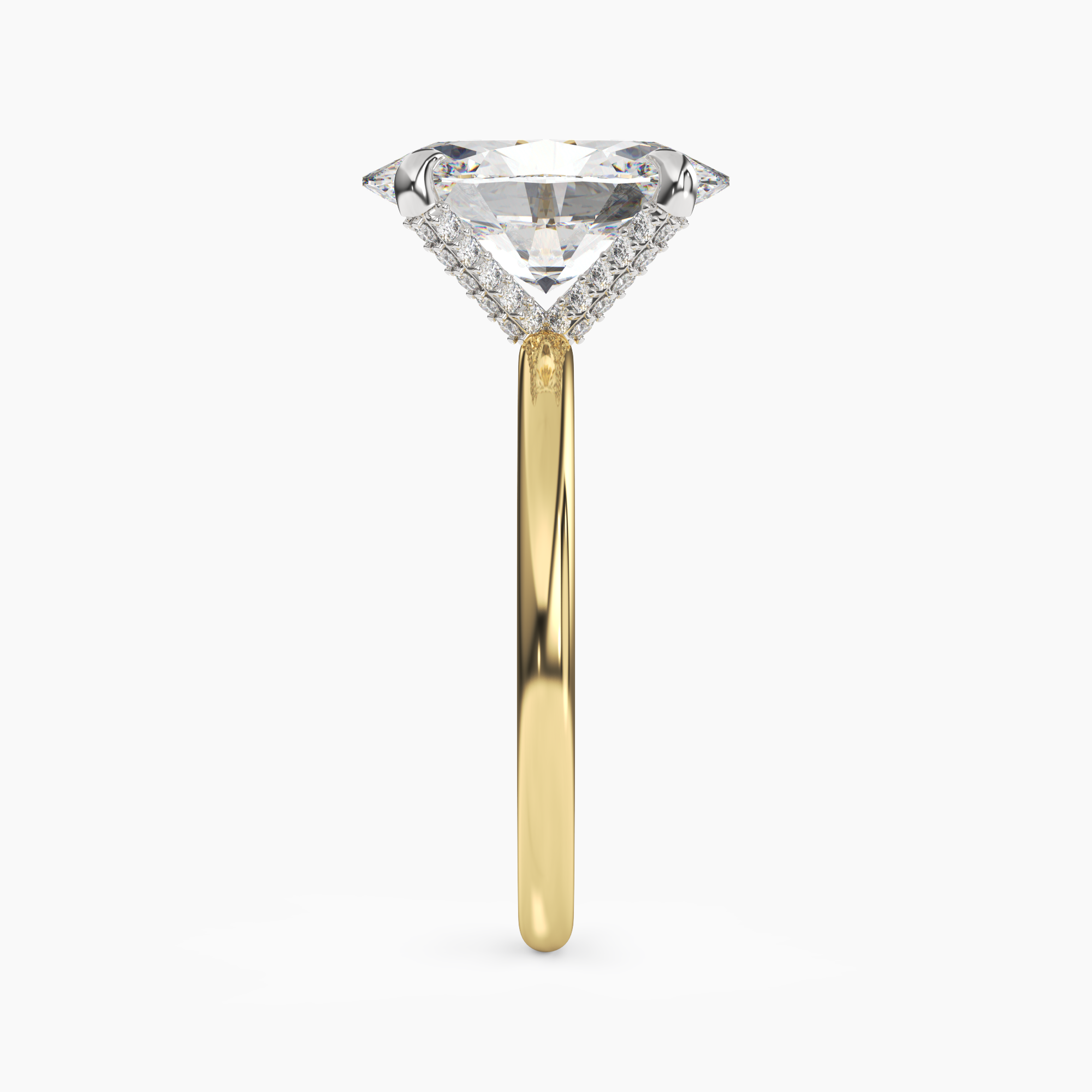 Silk Oval Hidden Halo 3 Carat Lab Grown Diamond Engagement Ring in 18K Yellow Gold