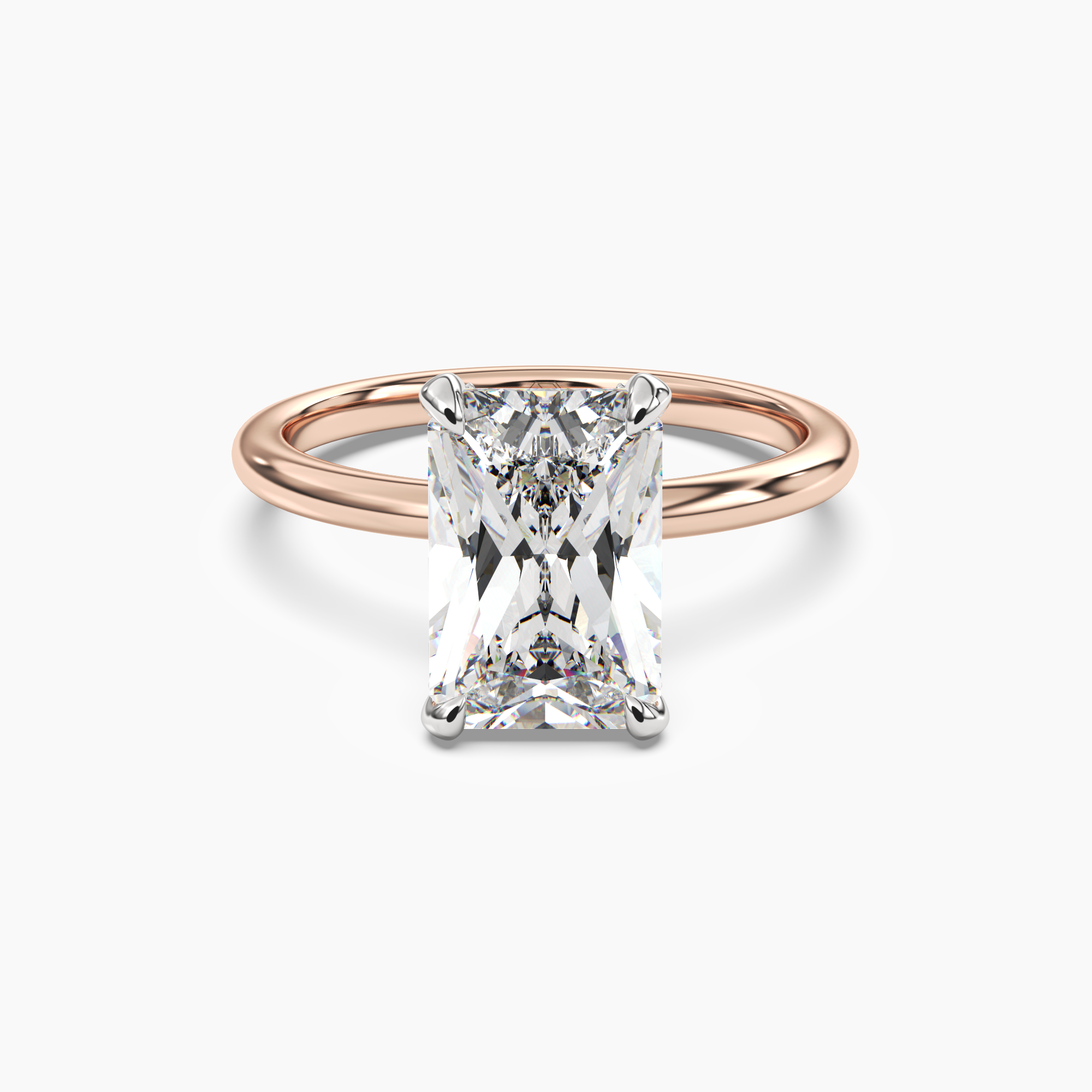 Silk Radiant Hidden Halo 3 Carat Lab Grown Diamond Engagement Ring in 14K Yellow Gold
