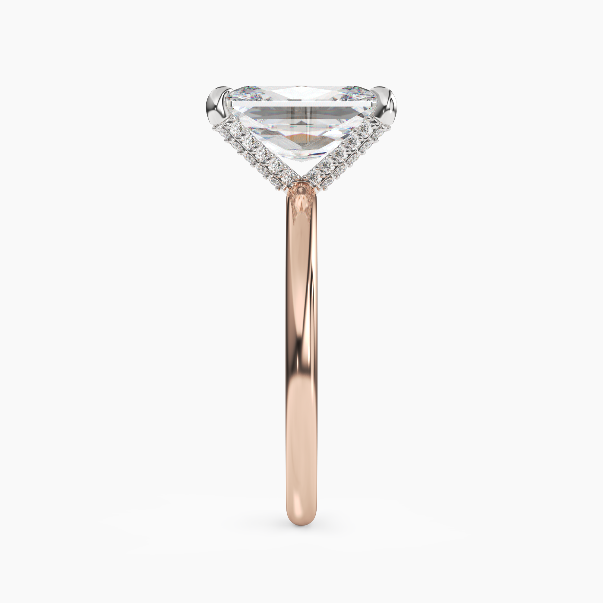 Silk Radiant Hidden Halo Diamond Ring Setting in 18K Yellow Gold