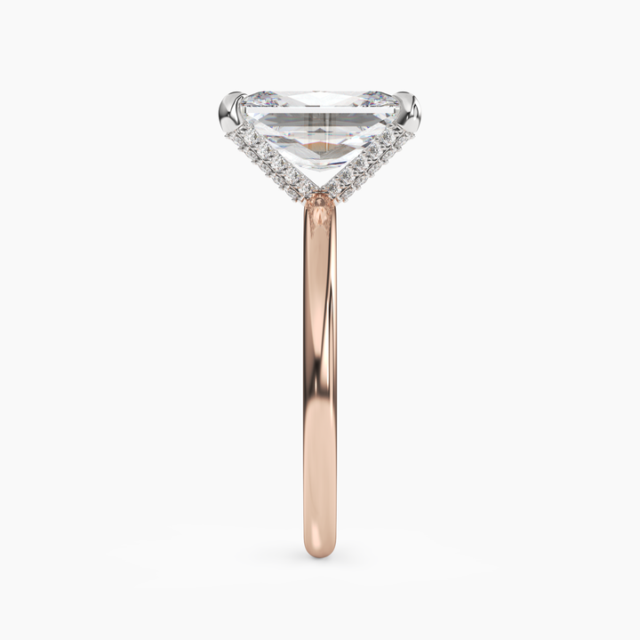 Silk Radiant Hidden Halo 3 Carat Lab Grown Diamond Engagement Ring in 18K Yellow Gold
