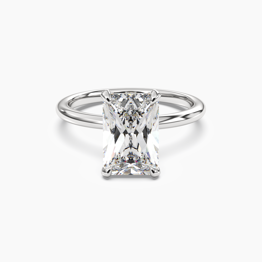Silk Radiant Hidden Halo 2.5 Carat Lab Grown Diamond Engagement Ring in 14K Yellow Gold