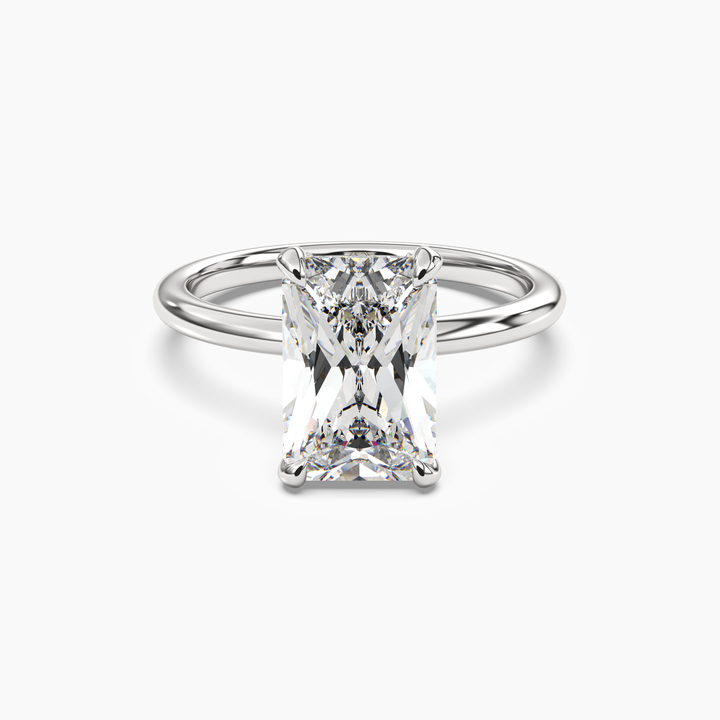 Silk Radiant Hidden Halo 1.5 Carat Lab Grown Diamond Engagement Ring in 14K White Gold
