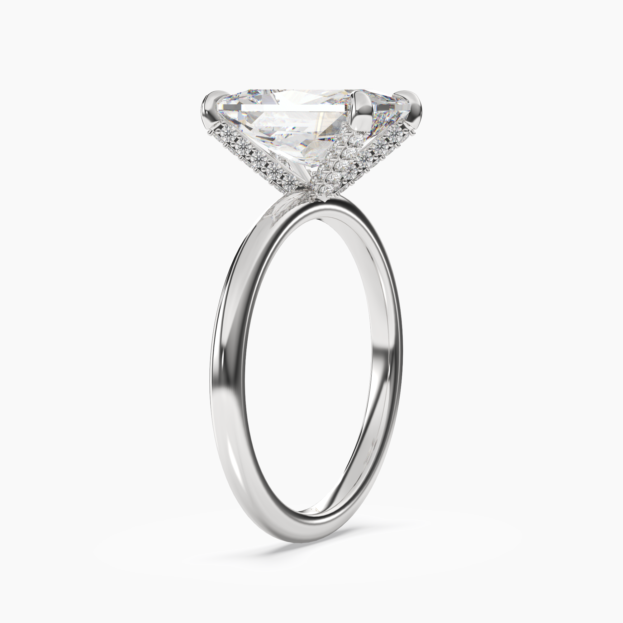 Silk Radiant Hidden Halo Diamond Ring Setting in 14K Rose Gold