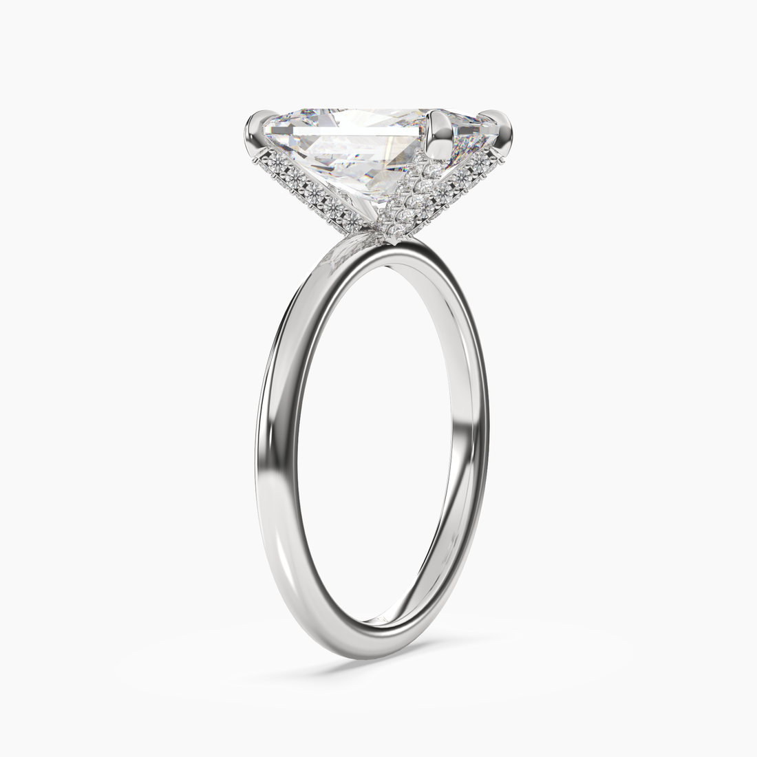 Silk Radiant Hidden Halo Diamond Ring Setting in 14K Rose Gold
