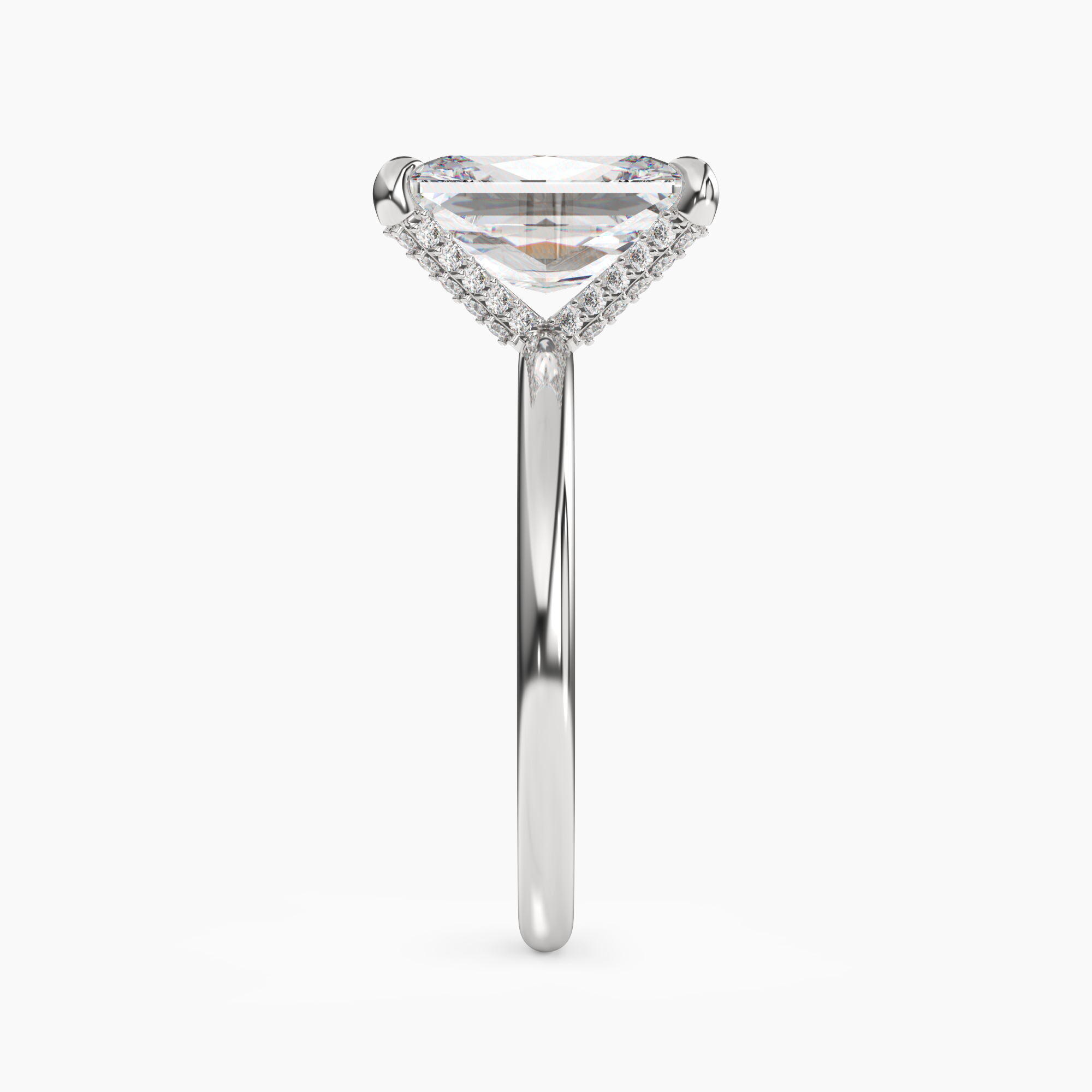 Silk Radiant Hidden Halo 1.5 Carat Lab Grown Diamond Engagement Ring in 14K White Gold