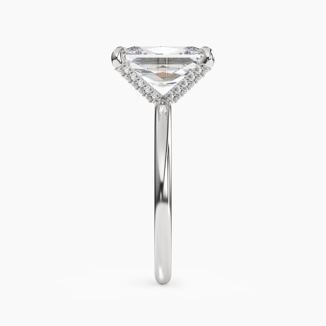 Silk Radiant Hidden Halo 1.5 Carat Lab Grown Diamond Engagement Ring in 14K White Gold