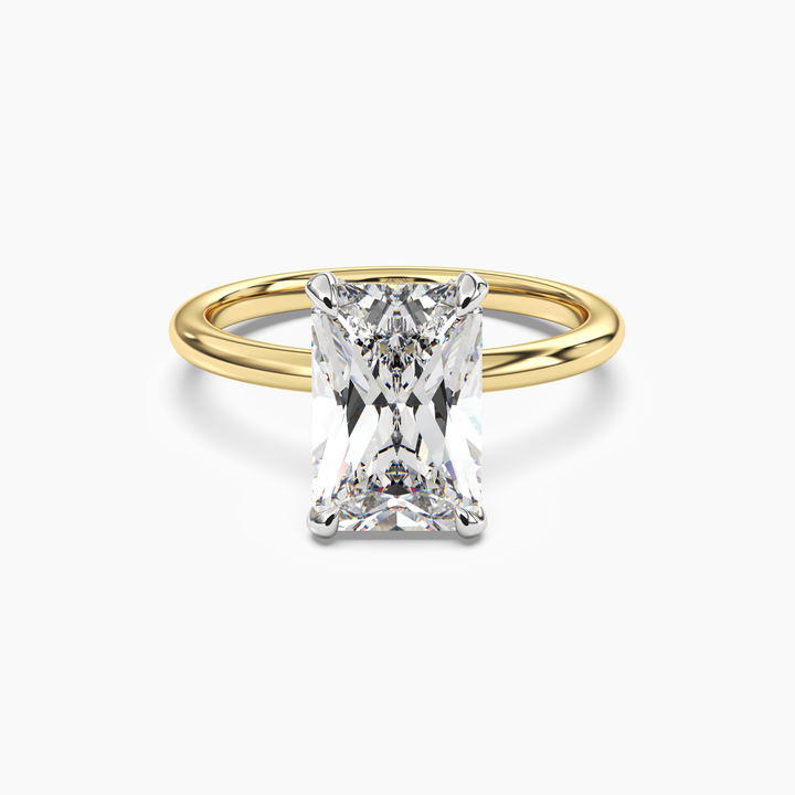 Silk Radiant Hidden Halo 1.5 Carat Lab Grown Diamond Engagement Ring in 18K Yellow Gold