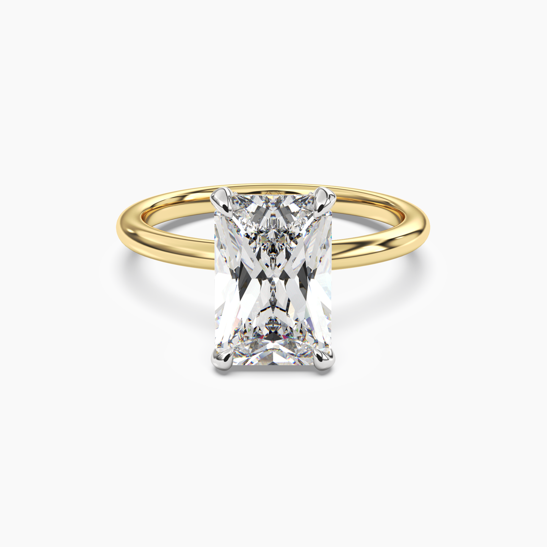 Silk Radiant Hidden Halo 3 Carat Lab Grown Diamond Engagement Ring in 18K White Gold