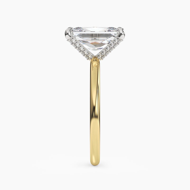 Silk Radiant Hidden Halo 2.5 Carat Lab Grown Diamond Engagement Ring in 18K Rose Gold