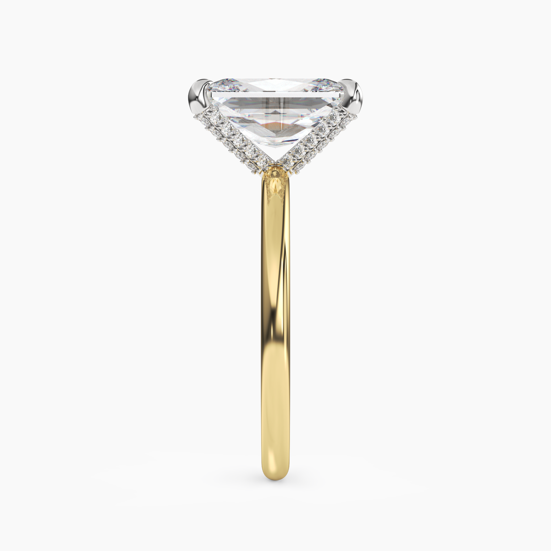 Silk Radiant Hidden Halo 3 Carat Lab Grown Diamond Engagement Ring in 14K Yellow Gold