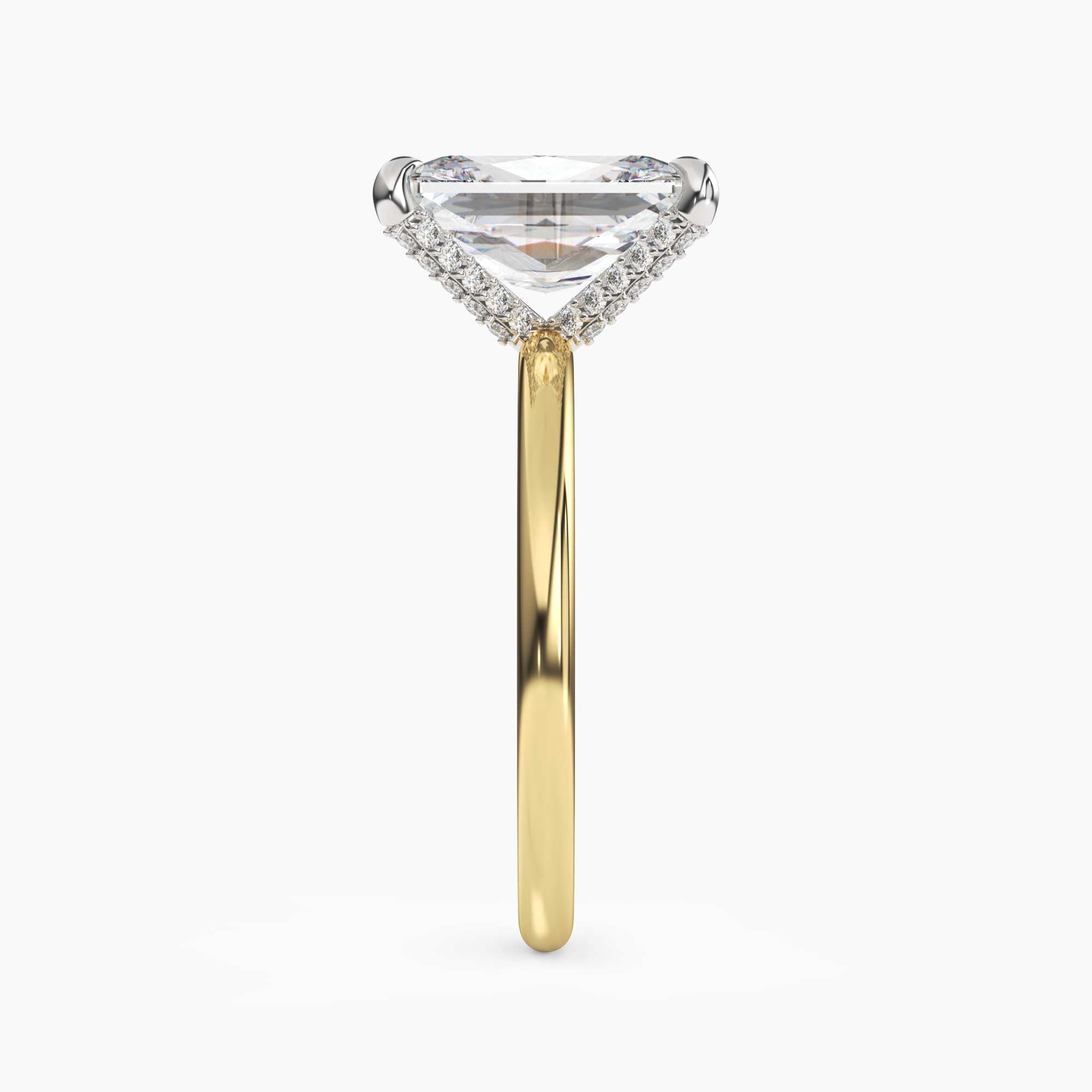 Silk Radiant Hidden Halo 1.5 Carat Lab Grown Diamond Engagement Ring in 14K Yellow Gold