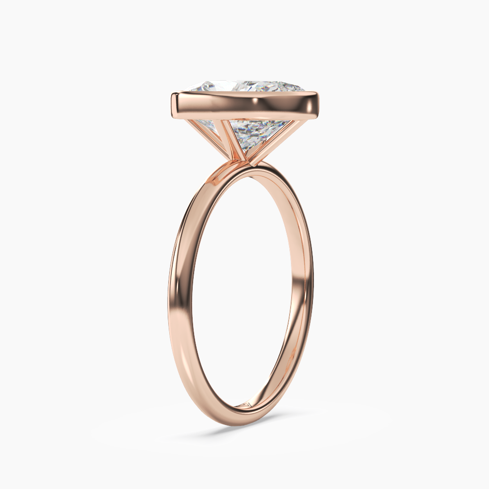 Bezel Cushion Hidden Halo 2 Carat Lab Grown Diamond Engagement Ring in 18K White Gold