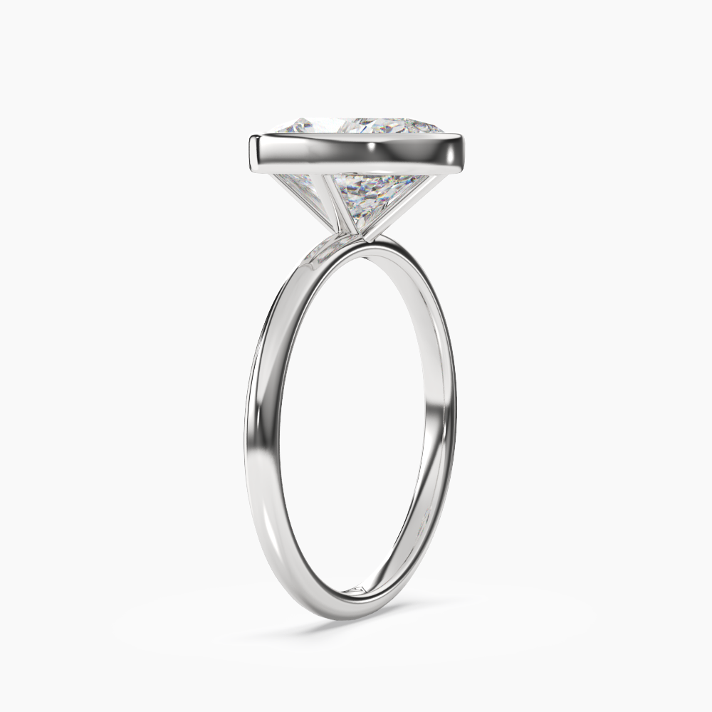 Bezel Cushion Hidden Halo 2 Carat Lab Grown Diamond Engagement Ring in 18K Yellow Gold