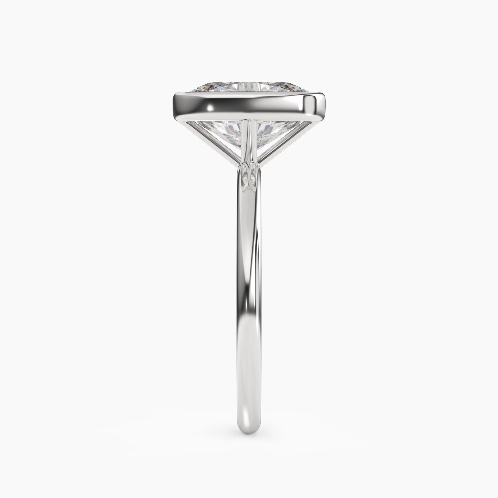 Bezel Cushion Hidden Halo Diamond Ring Setting in 14K Rose Gold