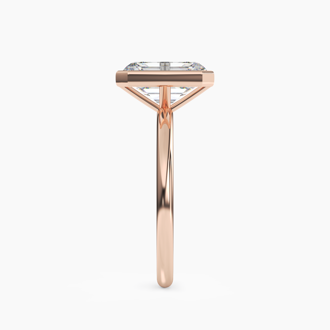 Bezel Emerald Hidden Halo 3 Carat Lab Grown Diamond Engagement Ring in 14K White Gold