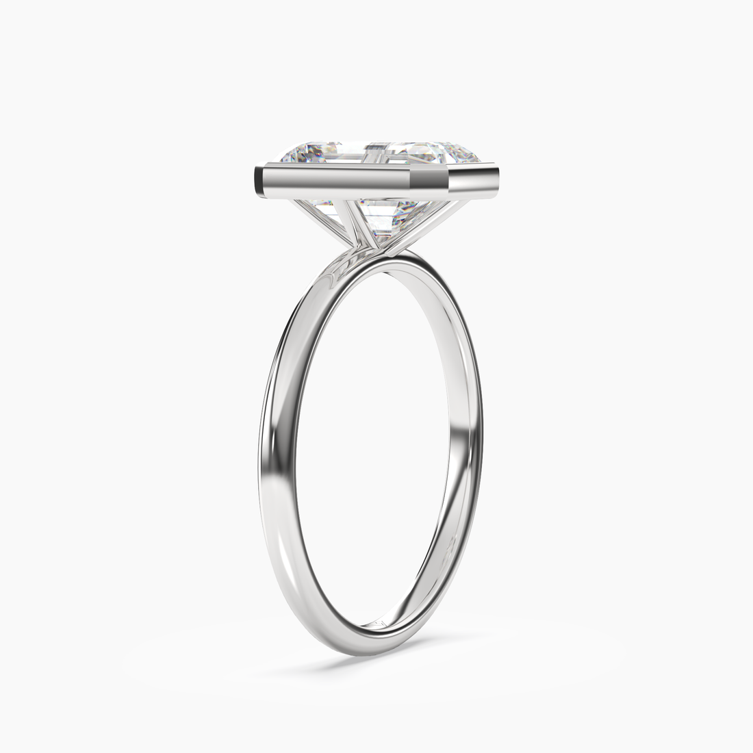 Bezel Emerald Hidden Halo Diamond Ring Setting in 18K Yellow Gold